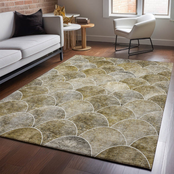 HomeRoots 8' X 10' Taupe Gray & Ivory Abstract Geometric Area Rug - Washable, UV Protected, Stain-Resistant 650708