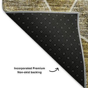 HomeRoots 8' X 10' Taupe Gray & Ivory Abstract Geometric Area Rug - Washable, UV Protected, Stain-Resistant 650708