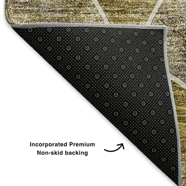 HomeRoots 8' X 10' Taupe Gray & Ivory Abstract Geometric Area Rug - Washable, UV Protected, Stain-Resistant 650708
