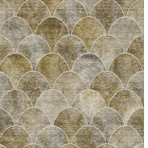 HomeRoots 8' X 10' Taupe Gray & Ivory Abstract Geometric Area Rug - Washable, UV Protected, Stain-Resistant 650708