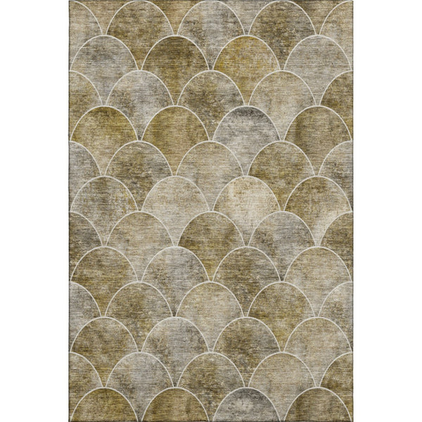 HomeRoots 9' X 12' Taupe Gray & Ivory Abstract Geometric Area Rug – Washable, UV-Protected, Durable Design 650709