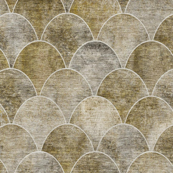 HomeRoots 9' X 12' Taupe Gray & Ivory Abstract Geometric Area Rug – Washable, UV-Protected, Durable Design 650709