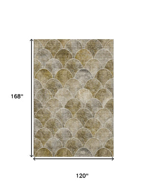 HomeRoots 10' Taupe Gray & Ivory Abstract Geometric Area Rug – Washable, UV Protected, Stylish & Durable Home Decor 650710