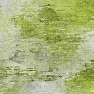 HomeRoots 5' X 8' Artichoke Green Abstract Area Rug - Soft, Washable, UV-Protected for Modern Homes & Style 650712