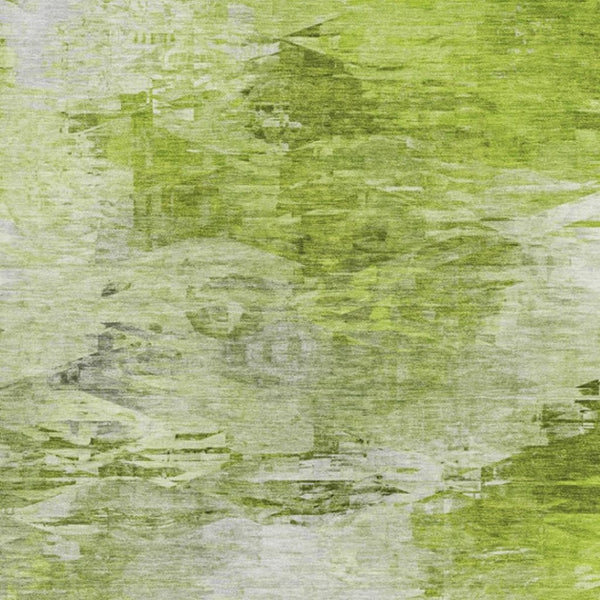 HomeRoots 5' X 8' Artichoke Green Abstract Area Rug - Soft, Washable, UV-Protected for Modern Homes & Style 650712