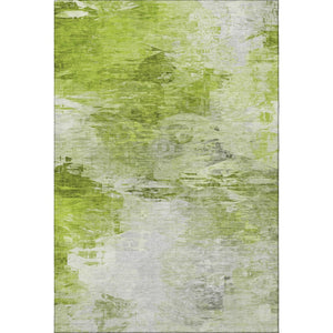 HomeRoots 8' X 10' Artichoke Green & Ivory Abstract Washable Area Rug with UV Protection for High-Traffic Spaces 650714