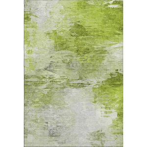 HomeRoots 8' X 10' Artichoke Green & Ivory Abstract Washable Area Rug with UV Protection for High-Traffic Spaces 650714
