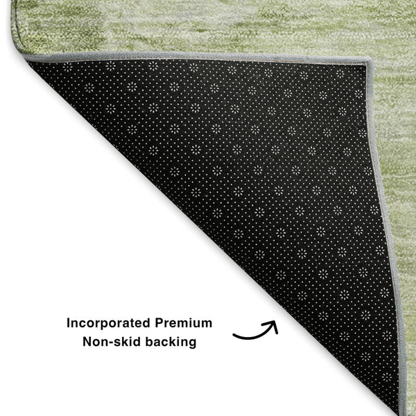 HomeRoots 8' X 10' Artichoke Green & Ivory Abstract Washable Area Rug with UV Protection for High-Traffic Spaces 650714