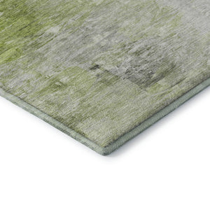 HomeRoots 8' X 10' Artichoke Green & Ivory Abstract Washable Area Rug with UV Protection for High-Traffic Spaces 650714