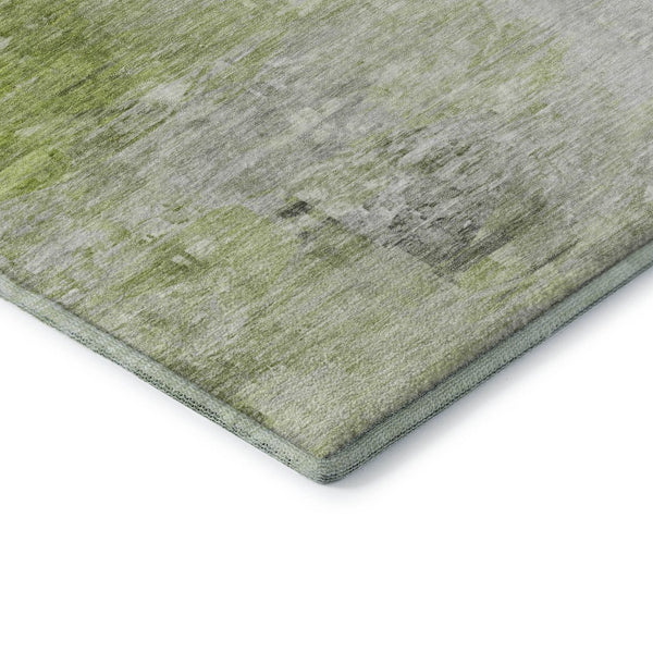 HomeRoots 8' X 10' Artichoke Green & Ivory Abstract Washable Area Rug with UV Protection for High-Traffic Spaces 650714