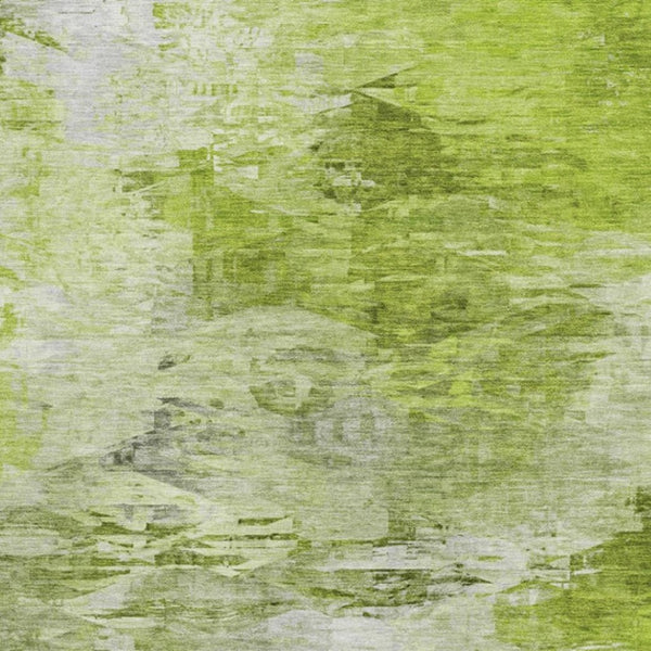 HomeRoots 10' X 14' Artichoke Green Abstract Area Rug - Washable, UV Protected, Stain-Resistant & Stylish! 650716