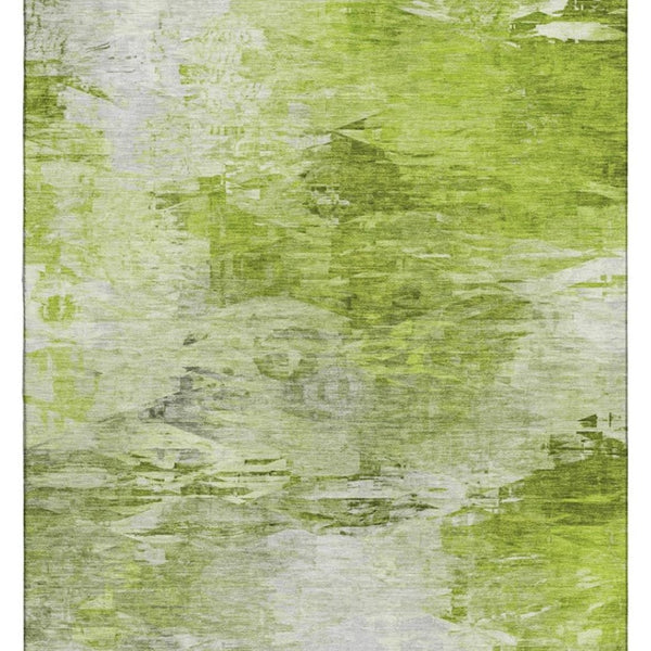 HomeRoots 10' X 14' Artichoke Green Abstract Area Rug - Washable, UV Protected, Stain-Resistant & Stylish! 650716