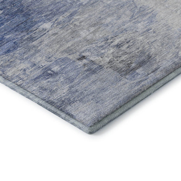 HomeRoots 5' X 8' Blue and Ivory Abstract Washable Area Rug - UV Protected, Easy Care for Busy Homes! 650718