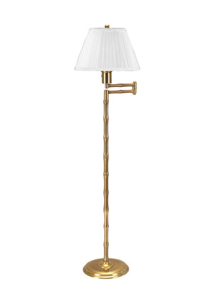 Wildwood Pearson Brass Bamboo Floor Lamp With 18" Adjustable Swing Arm, Antique Finish For Task Lighting 65072-3