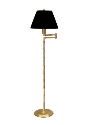 Wildwood Pearson Antique Brass Floor Lamp With Bamboo Column And 18" Adjustable Swing Arm For Reading 65072