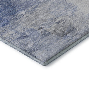 HomeRoots 8' X 10' Blue And Ivory Abstract Area Rug - Washable, UV Protected, Ideal for High-Traffic Homes 650720