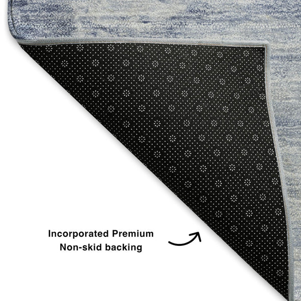 HomeRoots 10' Blue and Ivory Abstract Area Rug - Washable, UV Protected, Perfect for High-Traffic Spaces! 650722