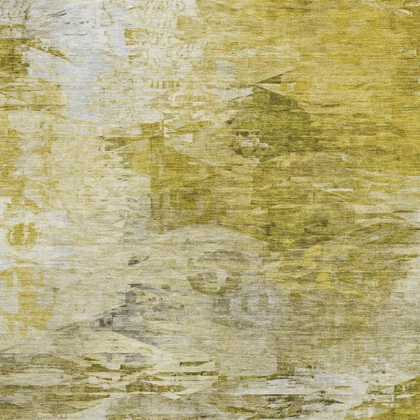 HomeRoots 8' X 10' Gold and Ivory Abstract Washable Area Rug – Stain Resistant, UV Protected, Stylish & Durable! 650726