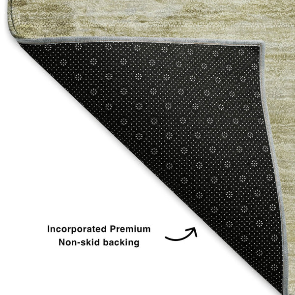 HomeRoots 10' Gold and Ivory Abstract Area Rug - Washable, UV Protected, Stain-Resistant, Modern Design 650728