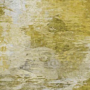 HomeRoots 10' Gold and Ivory Abstract Area Rug - Washable, UV Protected, Stain-Resistant, Modern Design 650728