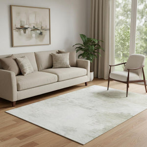 HomeRoots 5' X 8' Ivory and Gray Abstract Area Rug - Washable, UV-Protected, Stylish for Busy Homes & Spaces 650730