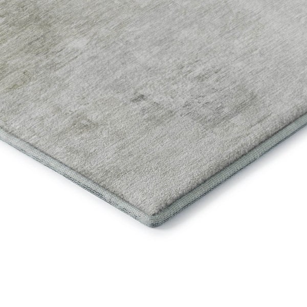 HomeRoots 8' Ivory and Gray Abstract Washable Round Rug - Durable, Stain-Resistant with UV Protection for Homes 650731