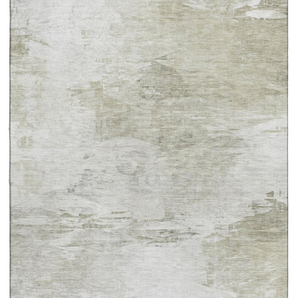 HomeRoots 8' X 10' Ivory and Gray Abstract Area Rug - Washable, Stain-Resistant, UV Protected for Durability 650732