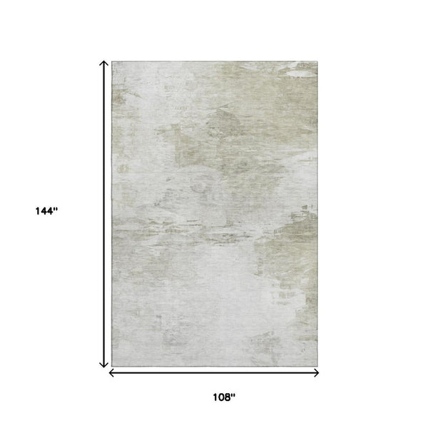HomeRoots 9' X 12' Ivory and Gray Washable Area Rug with UV Protection - Durable, Stylish, Perfect for High-Traffic Homes 650733