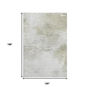 HomeRoots 10' X 14' Ivory and Gray Abstract Area Rug - Washable, UV-Protected, Stylish for High-Traffic Spaces 650734