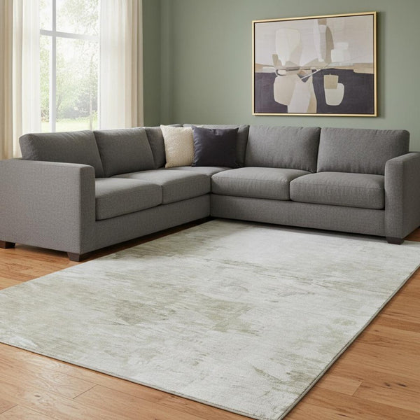 HomeRoots 10' X 14' Ivory and Gray Abstract Area Rug - Washable, UV-Protected, Stylish for High-Traffic Spaces 650734