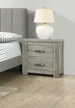 English Elm Bedroom Rustic Light Grey Nightstand 1pc – Simple 2-Drawer Pine Bedside Table, 24"x17"x25" Stylish Storage B011P236769