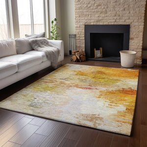 HomeRoots 5' X 8' Chili Red & Ivory Abstract Area Rug - Washable, UV Protected, Stain Resistant for Daily Use 650736