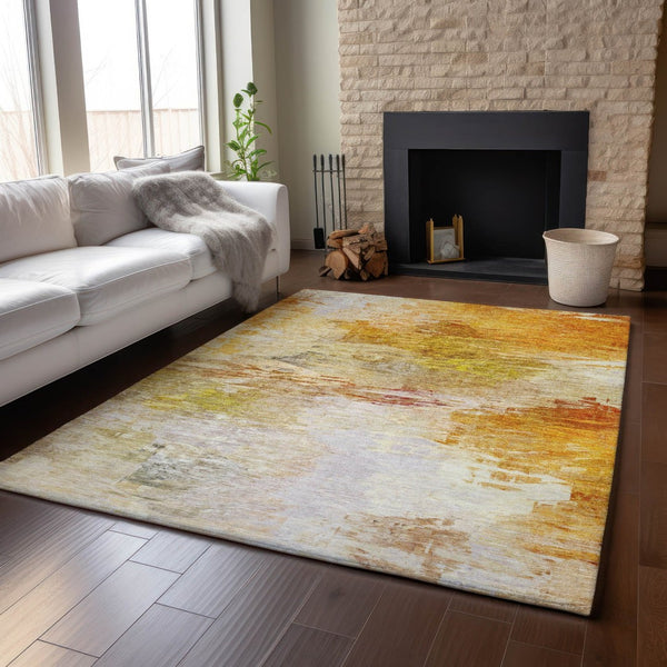 HomeRoots 5' X 8' Chili Red & Ivory Abstract Area Rug - Washable, UV Protected, Stain Resistant for Daily Use 650736