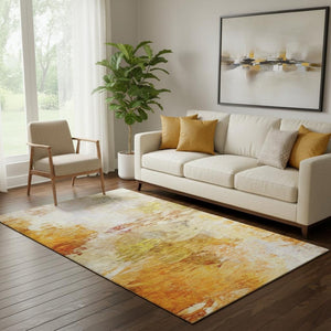 HomeRoots 5' X 8' Chili Red & Ivory Abstract Area Rug - Washable, UV Protected, Stain Resistant for Daily Use 650736