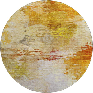 HomeRoots 8' Chili Red Round Rug - Stylish Abstract Design, Washable, UV Protected & Perfect for High-Traffic Areas 650737