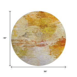 HomeRoots 8' Chili Red Round Rug - Stylish Abstract Design, Washable, UV Protected & Perfect for High-Traffic Areas 650737