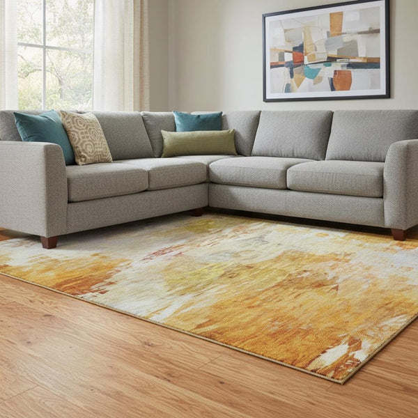 HomeRoots 8' X 10' Chili Red Abstract Area Rug - UV Protected, Washable, Stain-Resistant, Perfect for High-Traffic Areas 650738