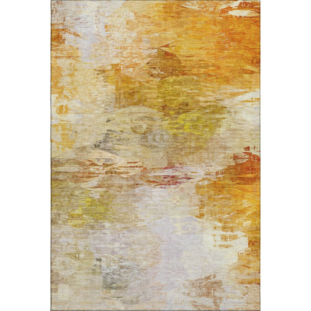 HomeRoots 10' Chili Red & Ivory Abstract Washable Area Rug – Durable, UV-Protected, Modern Design for Homes 650740