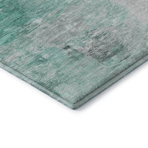 HomeRoots 8' Teal And Ivory Abstract Round Rug - Washable, UV-Protected, Durable for High-Traffic Areas! 650743