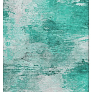 HomeRoots 8' X 10' Stylish Teal & Ivory Abstract Area Rug - Washable, UV-Protected, Perfect for Busy Homes! 650744