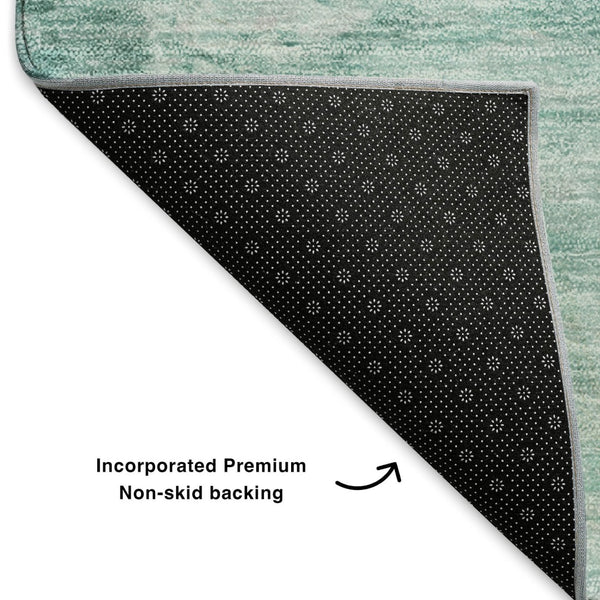 HomeRoots 8' X 10' Stylish Teal & Ivory Abstract Area Rug - Washable, UV-Protected, Perfect for Busy Homes! 650744