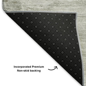 HomeRoots 5' X 8' Abstract Taupe & Ivory Washable Area Rug - UV Protected, Pet-Friendly, Modern Decor Piece 650748
