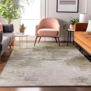 HomeRoots 8' X 10' Taupe and Ivory Abstract Area Rug - Washable, Stain Resistant & UV Protected for Daily Use 650750