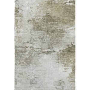 HomeRoots 8' X 10' Taupe and Ivory Abstract Area Rug - Washable, Stain Resistant & UV Protected for Daily Use 650750