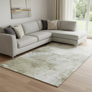 HomeRoots 10' X 14' Taupe & Ivory Abstract Area Rug - Durable, Washable, UV-Protected for Modern Living Spaces 650752