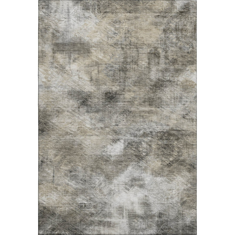 HomeRoots 5' X 8' Beige Gray Ivory Abstract Area Rug – Stylish, Washable, UV-Protected for High-Traffic Homes 650754