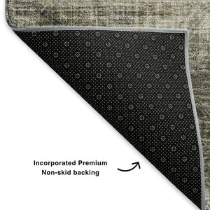 HomeRoots 8' X 10' Beige Gray Ivory Abstract Area Rug - Washable, UV-Protected, Stain-Resistant & Stylish! 650756