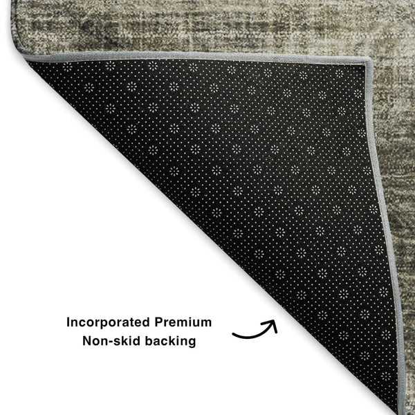 HomeRoots 8' X 10' Beige Gray Ivory Abstract Area Rug - Washable, UV-Protected, Stain-Resistant & Stylish! 650756