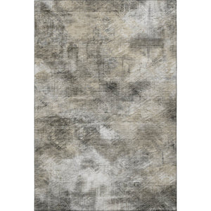 HomeRoots 9' X 12' Abstract Washable Area Rug in Beige, Gray & Ivory - Durable, UV-Protected & Stain-Resistant 650757