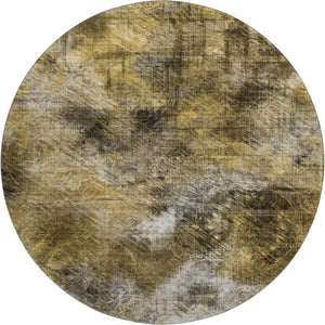 HomeRoots 8' Coffee Gray & Ivory Abstract Round Rug - Washable, UV-Protected, Perfect for Busy Homes! 650761